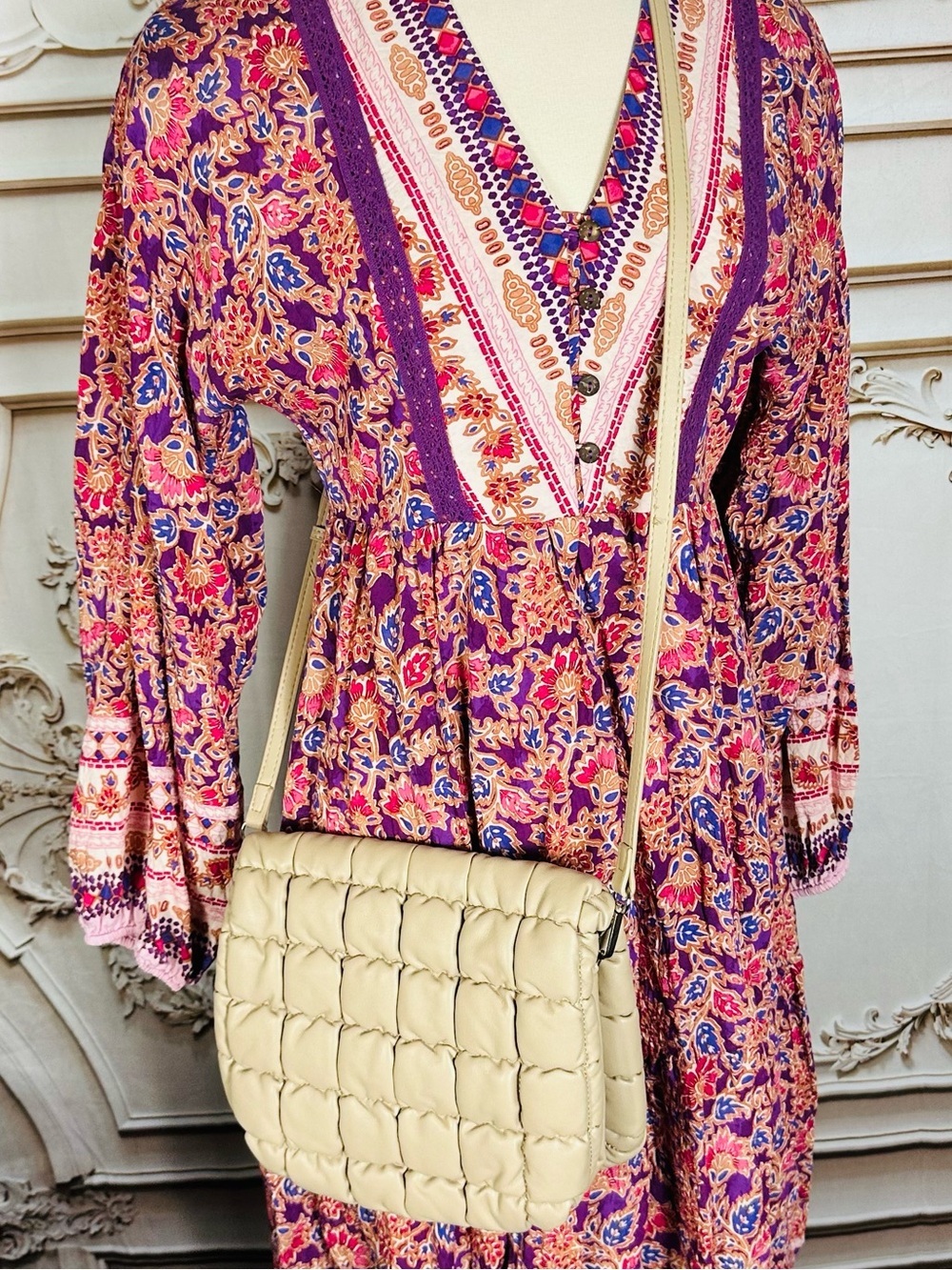 Cream Faux Leather Handbag